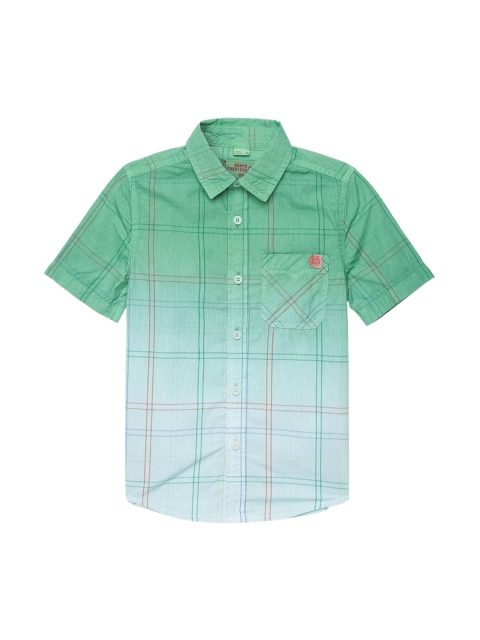 

UNDER FOURTEEN ONLY Boys Green Checked Casual Shirt