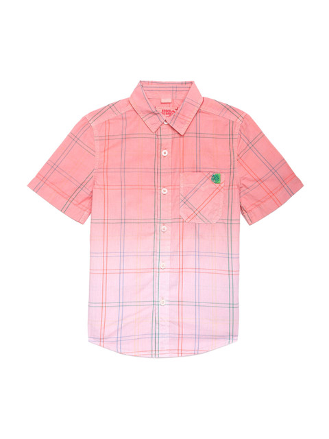 

UNDER FOURTEEN ONLY Boys Pink Checked Casual Shirt