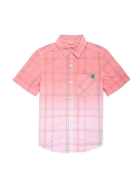 

UNDER FOURTEEN ONLY Boys Pink Checked Casual Shirt
