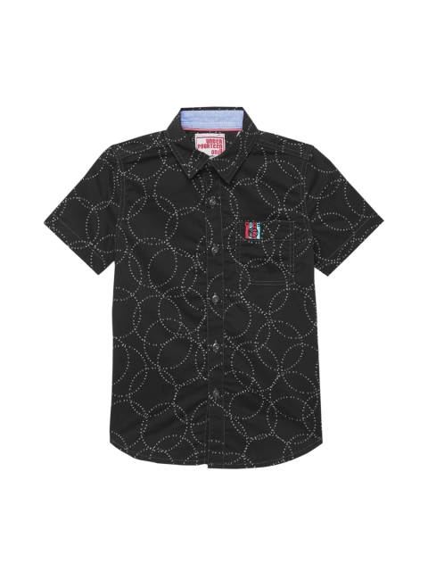 

UNDER FOURTEEN ONLY Boys Black Printed Casual Shirt