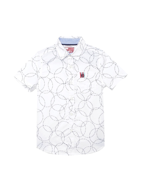 

UNDER FOURTEEN ONLY Boys White and Black Geometric Printed Casual Shirt