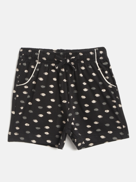 

Sweet Dreams Girls Black & Beige Pure Cotton Printed Lounge Shorts
