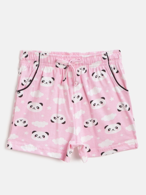 

Sweet Dreams Girls Pink & White Pure Cotton Panda Print Lounge Shorts