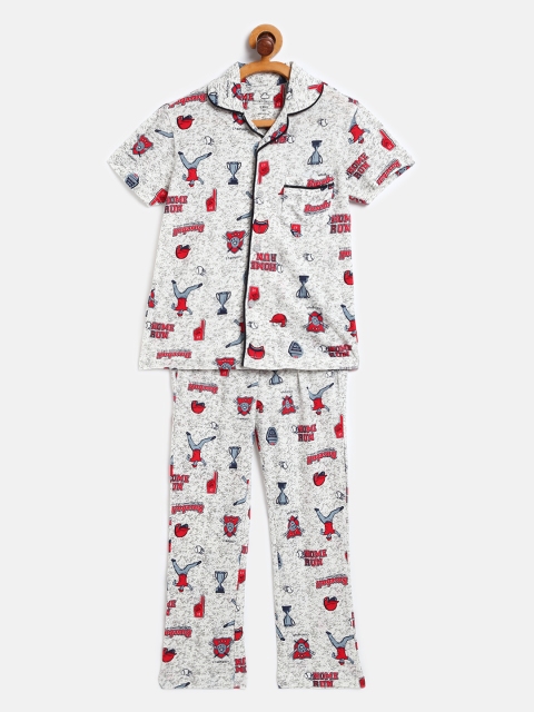 

Sweet Dreams Boys White & Red Conversational Print Pyjama Set
