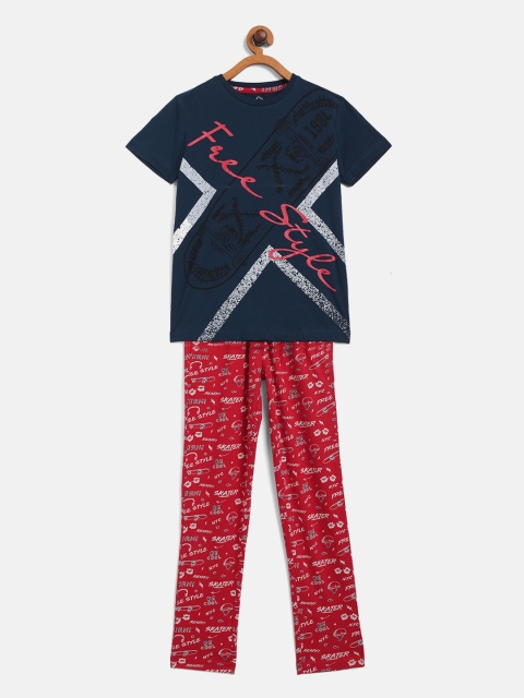 

Sweet Dreams Boys Navy Blue & Red Printed Pyjamas Set