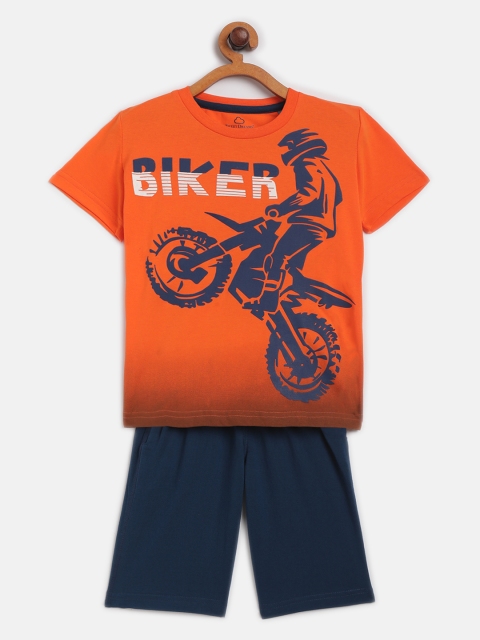 

Sweet Dreams Boys Orange & Navy Biker Print Shorts Set