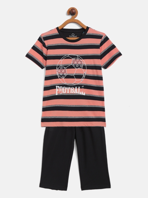 

Sweet Dreams Boys Peach-Coloured & Navy Blue Striped Capri Set