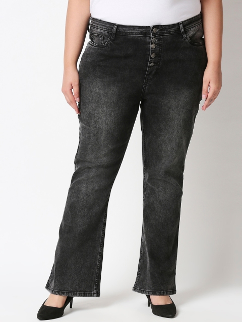 

X Claim Women Black Bootcut High-Rise Heavy Fade Stretchable Jeans