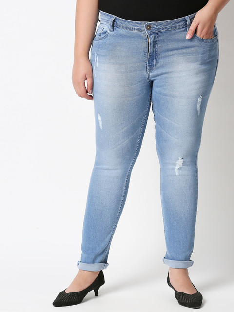

X Claim Women Blue Slim Fit Low Distress Heavy Fade Stretchable Jeans