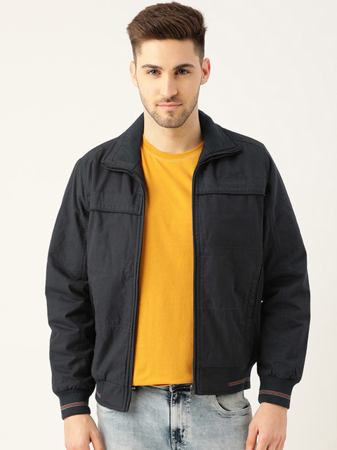 

Monte Carlo Men Navy Blue Solid Bomber Jacket