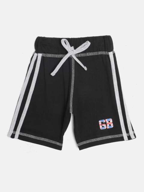 

GAME BEGINS Boys Black Solid Mid-Rise Regular Shorts
