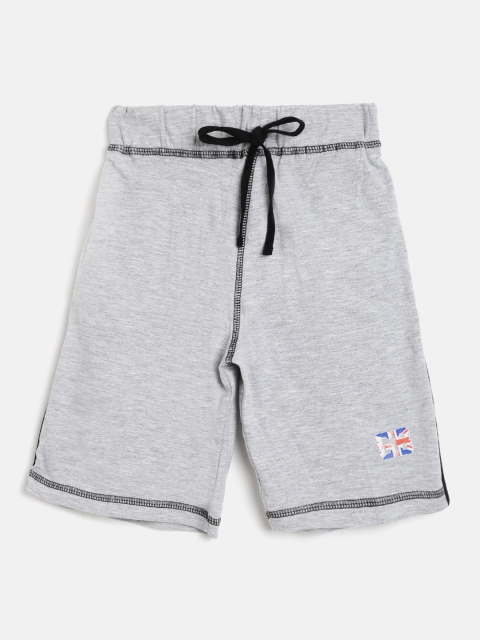 

GAME BEGINS Boys Grey Melange Cotton Solid Regular Shorts