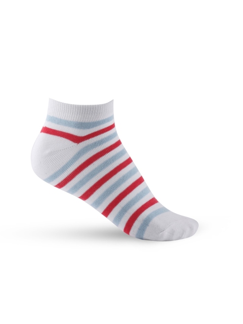 

Honey by Pantaloons Women White & Blue Striped Ankle-Length Socks