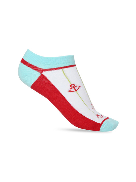 

Honey by Pantaloons Women White & Red Colourblocked Ankle-Length Socks