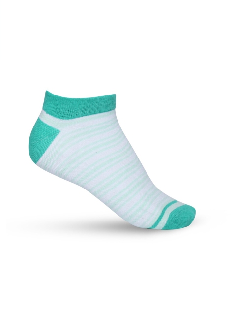 

Honey by Pantaloons Women White & Sea Green Striped Ankle-Length Socks