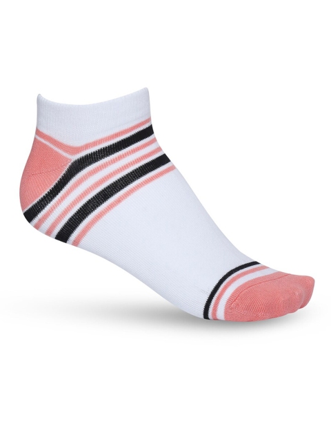 

Honey by Pantaloons Women White & Peach Striped Ankle-Length Socks