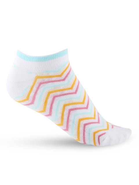 

Honey by Pantaloons Women White & Orange Patterned Ankle-Length Socks