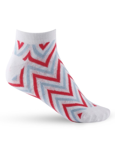 

Honey by Pantaloons Women White & Red Chevron Patterned Ankle-Length Socks
