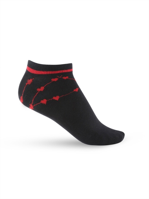 

Honey by Pantaloons Women Black & Red Patterned Ankle-Length Socks