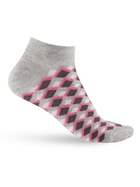 

Honey by Pantaloons Women Grey & Pink Patterned Ankle-Length Socks