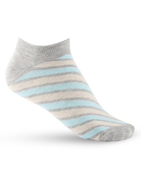 

Honey by Pantaloons Women Grey & Pink Striped Ankle-Length Socks