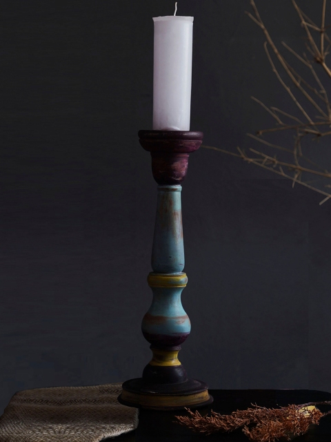 

Folkstorys Blue & Brown Pastel Period Piece Candle Holder