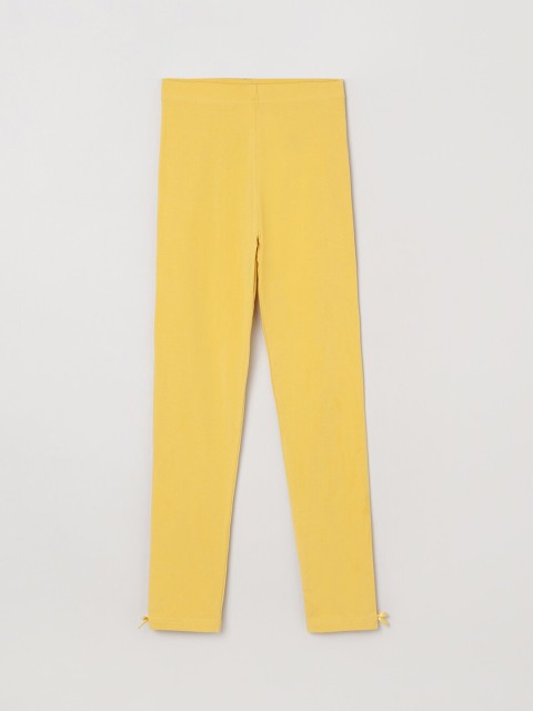 

max Girls Yellow Solid Ankle-Length Leggings