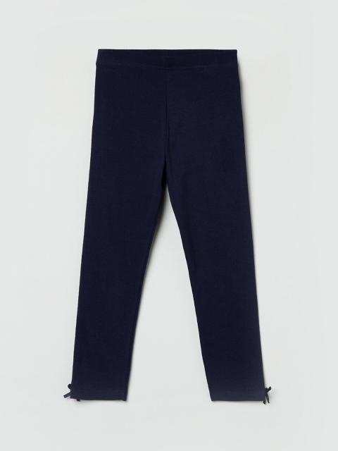 

max Girls Navy Blue Solid Leggings