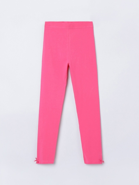 

Max Girls Pink Solid Ankle-Length Cotton Leggings