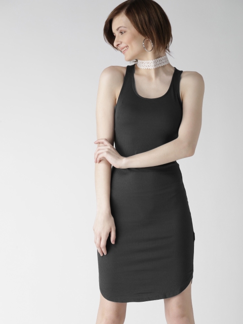 

FOREVER 21 Women Charcoal Grey Solid Sheath Dress