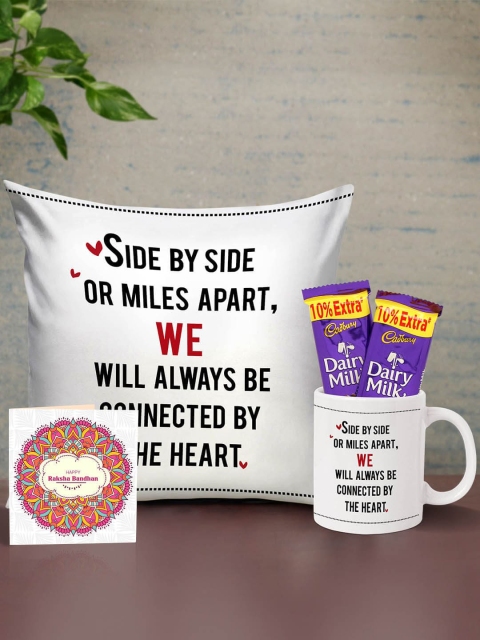 

TIED RIBBONS Cushion Mug Card & Chocolates Rakhi Return Gift Set for Sister, Multi