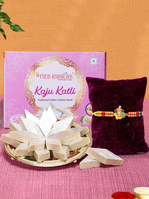 

TIED RIBBONS Ganesha Brother Rakhi with Sweets Combo Gift Set, Multi