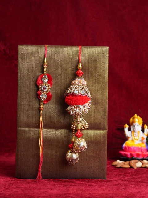 

TIED RIBBONS Brother & Bhabhi Rakhi Set with Card & Roli Chawal, Multi