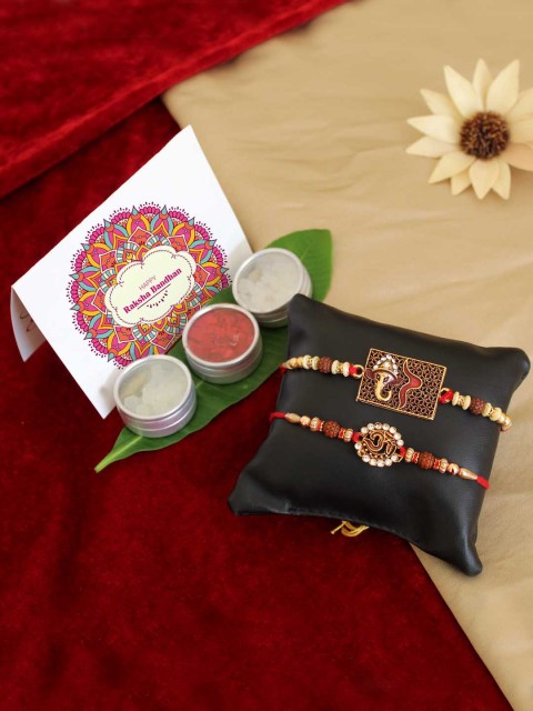 

TIED RIBBONS Multicoloured Ganesh Rakhi Gift Set, Multi