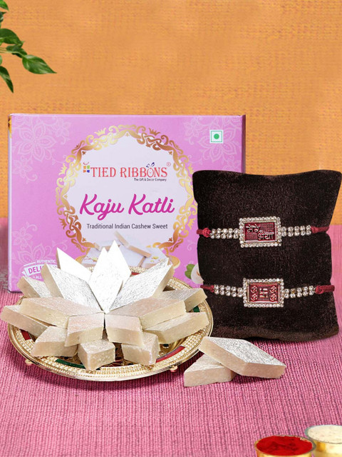 

TIED RIBBONS Multicoloured Kaju Katli Rakhi Gift Set, Multi