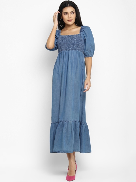 

FOSH Navy Blue Empire Midi Dress