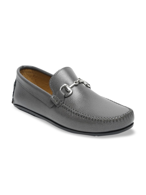 

Teakwood Leathers Men Grey Textured Leather Formal Loafers