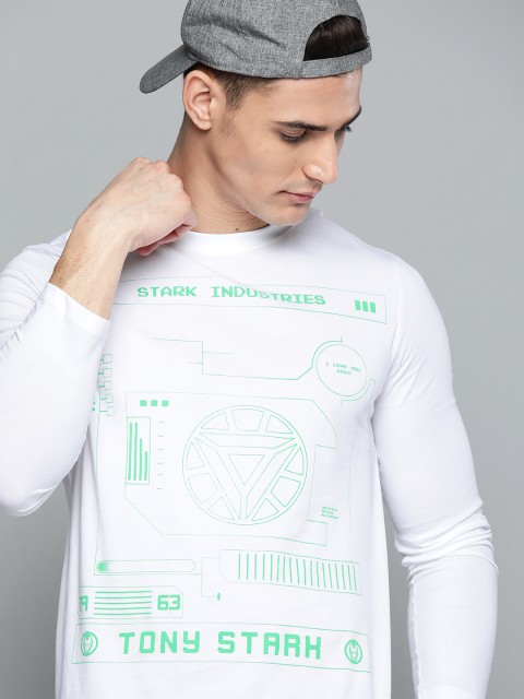 

Kook N Keech Marvel Men White & Green Iron Man Printed Pure Cotton T-shirt