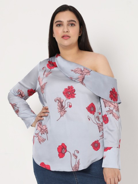 

Vero Moda Grey Floral Printed One Shoulder Top