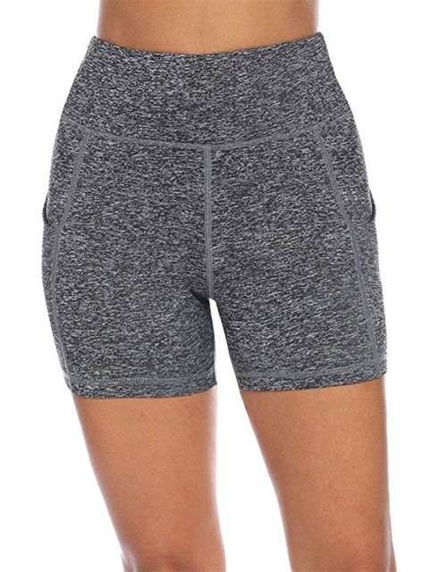 

URBANIC Women Charcoal Grey Melange Effect Slim Fit High-Rise Gym Shorts