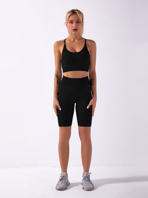 

URBANIC Women Black Solid Slim Fit High-Rise Sports Shorts
