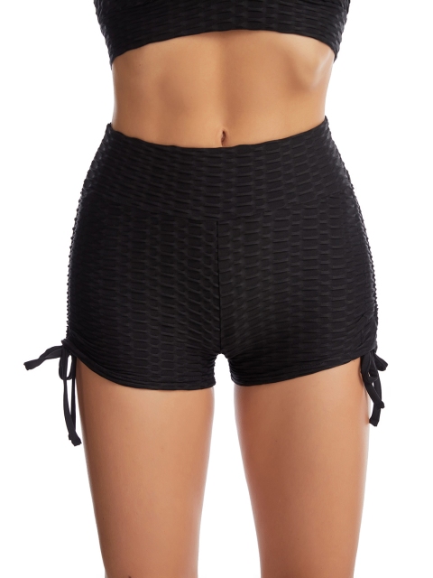 

URBANIC Women Black Self Design Sports Shorts