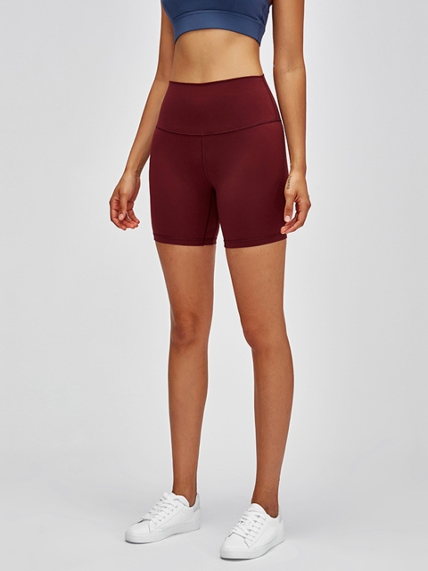 

URBANIC Women Maroon Slim Fit High-Rise Gym Shorts