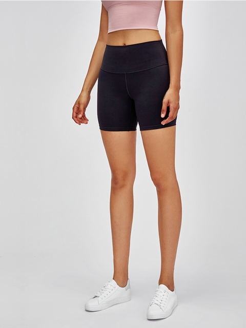 

URBANIC Women Black Slim Fit High-Rise Gym Shorts