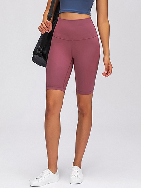 

URBANIC Women Dusty Pink Slim Fit High-Rise Gym Shorts