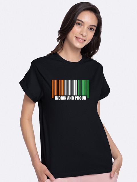 

Bewakoof Women Black & White Printed T-shirt