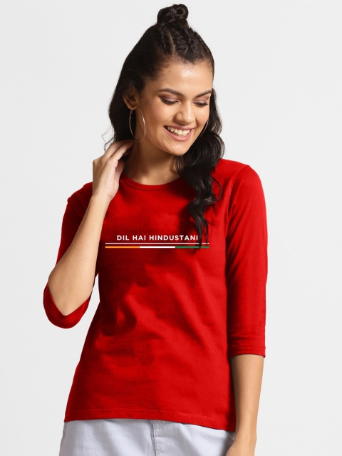 

Bewakoof Women Red & White Printed T-shirt