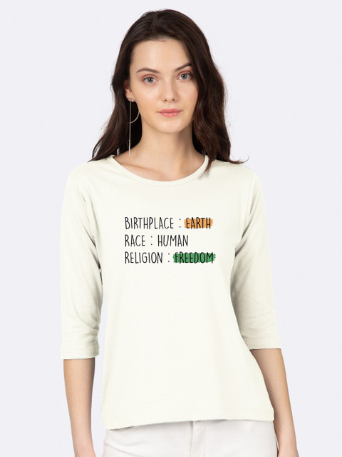 

Bewakoof Women White & Black Printed T-shirt