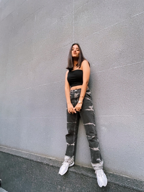 

URBANIC Black Ribbed Slim Fit One Shoulder Fitted Crop Top