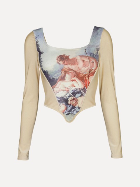 

URBANIC Women Beige & Rust Orange Fitted Boning Crop Top